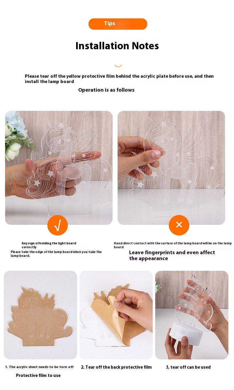 Horse Head Series Colorful Touch Remote Control 3D Table Lamp