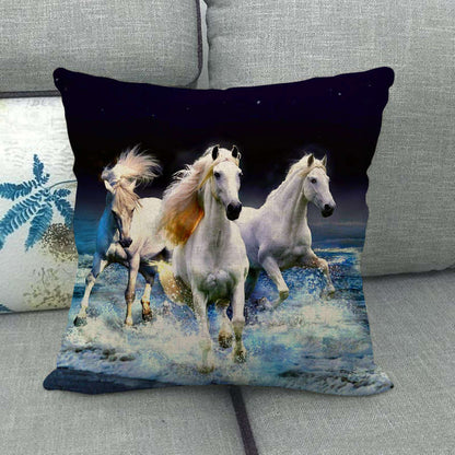 Flax Digital Printed Horse Pattern Pillowcase