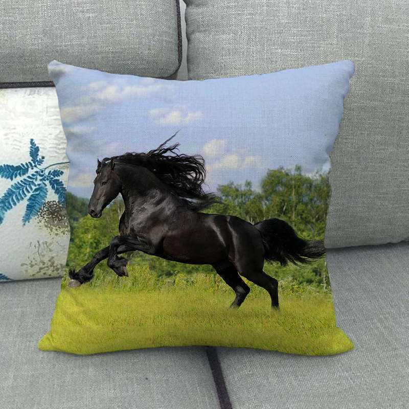 Flax Digital Printed Horse Pattern Pillowcase