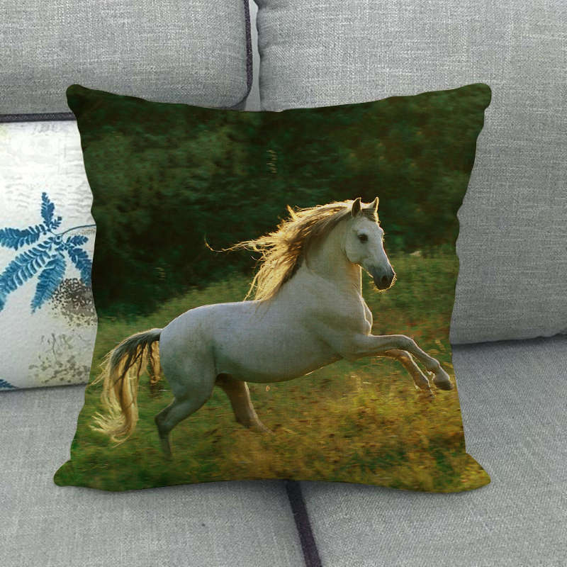 Flax Digital Printed Horse Pattern Pillowcase