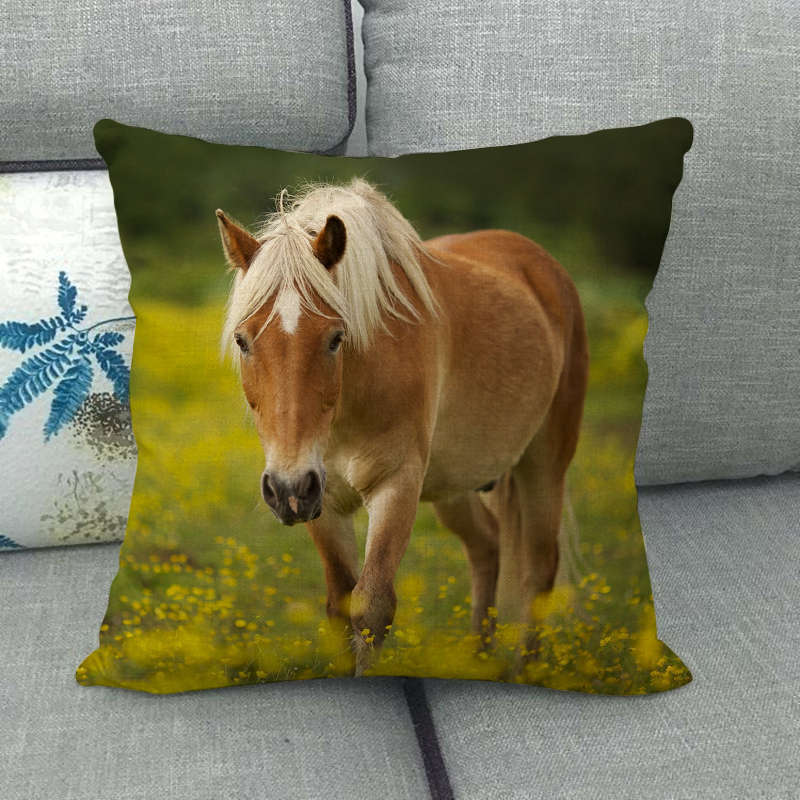 Flax Digital Printed Horse Pattern Pillowcase
