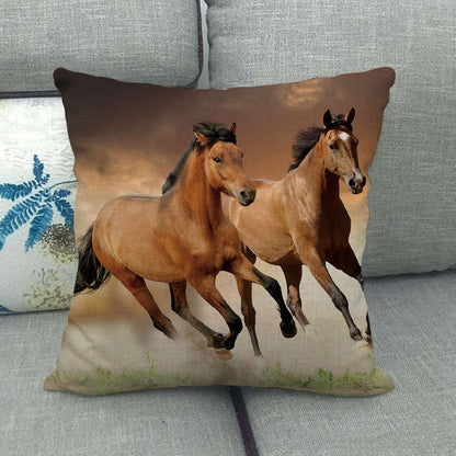 Flax Digital Printed Horse Pattern Pillowcase