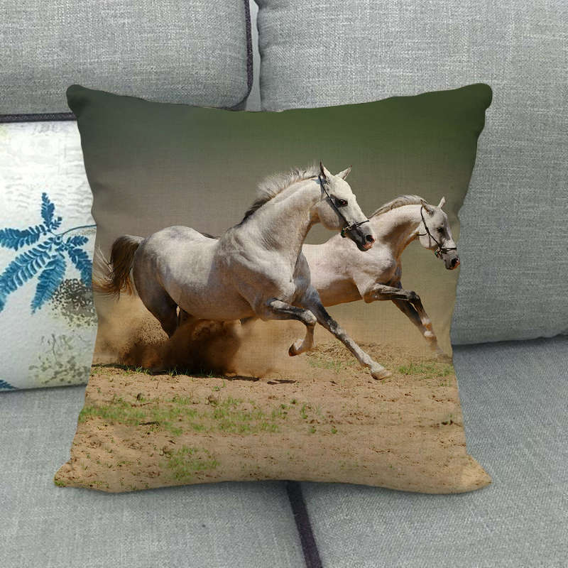 Flax Digital Printed Horse Pattern Pillowcase