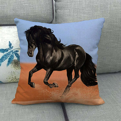 Flax Digital Printed Horse Pattern Pillowcase
