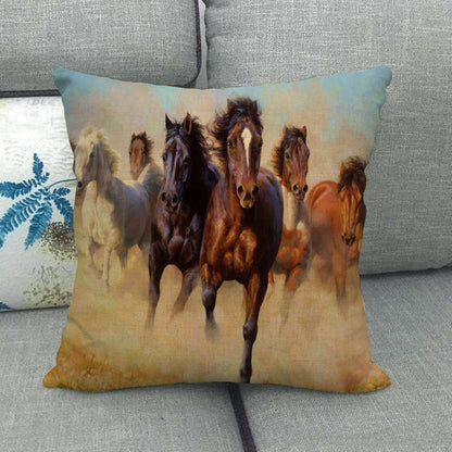 Flax Digital Printed Horse Pattern Pillowcase