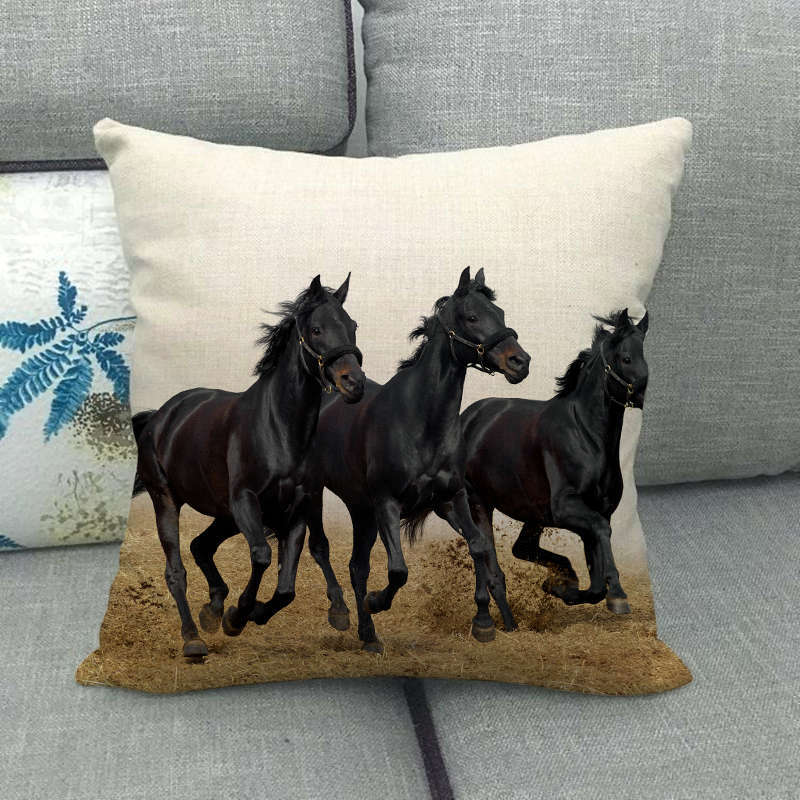 Flax Digital Printed Horse Pattern Pillowcase