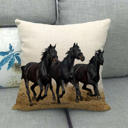 Flax Digital Printed Horse Pattern Pillowcase