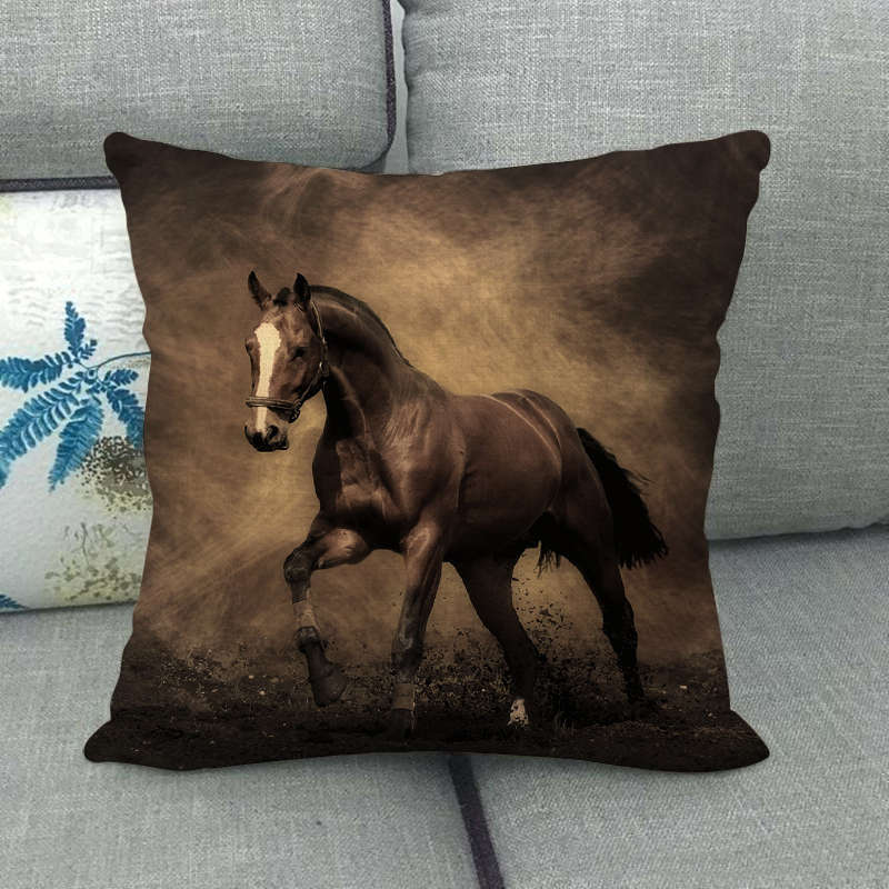 Flax Digital Printed Horse Pattern Pillowcase