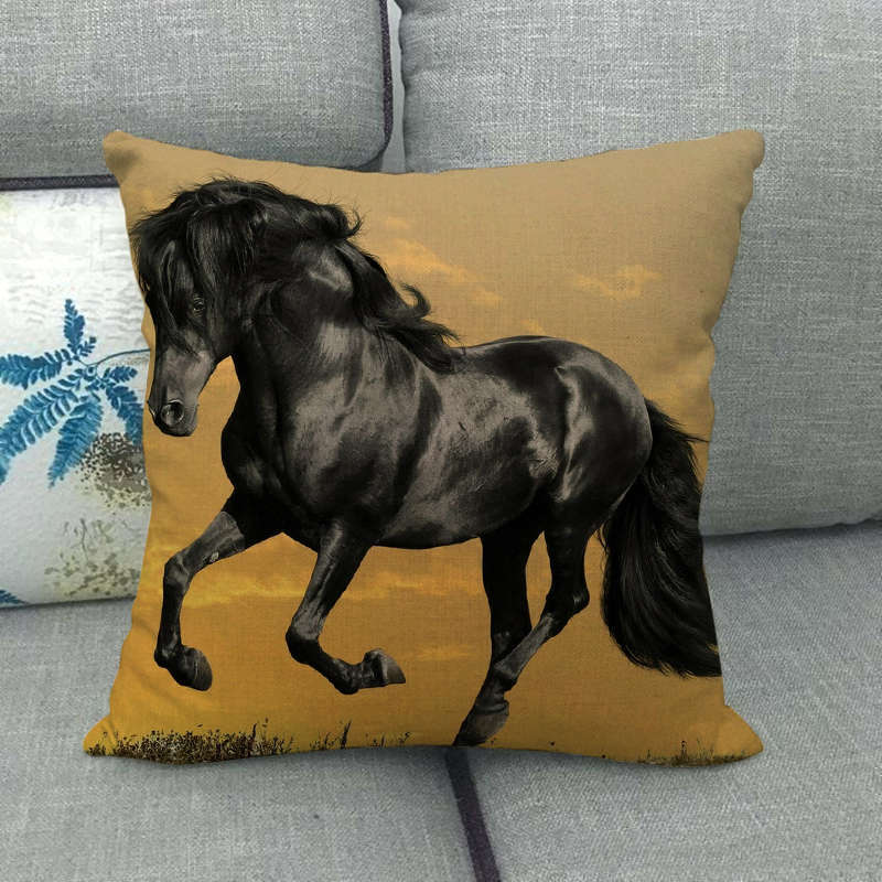 Flax Digital Printed Horse Pattern Pillowcase