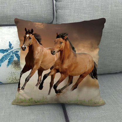 Flax Digital Printed Horse Pattern Pillowcase