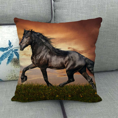 Flax Digital Printed Horse Pattern Pillowcase