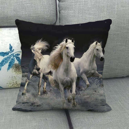 Flax Digital Printed Horse Pattern Pillowcase