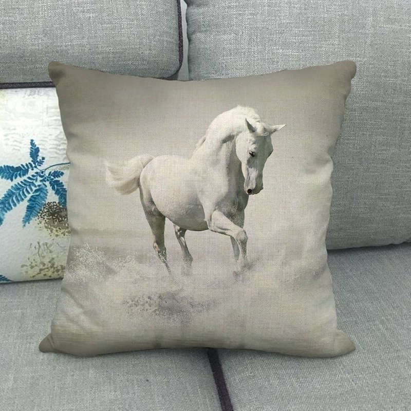 Flax Digital Printed Horse Pattern Pillowcase