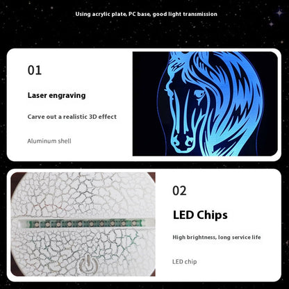Horse Head Series Colorful Touch Remote Control 3D Table Lamp