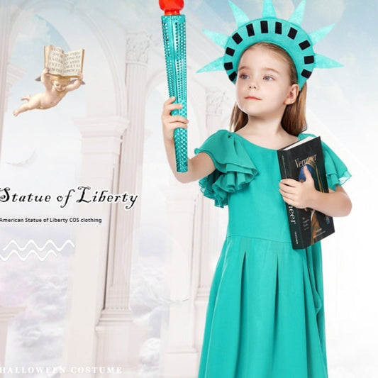Children's Statue Of Liberty Cos Costume Ancient Greek Dress