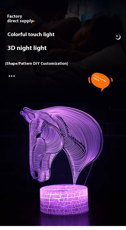 Horse Head Series Colorful Touch Remote Control 3D Table Lamp