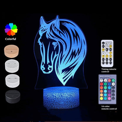Horse Head Series Colorful Touch Remote Control 3D Table Lamp